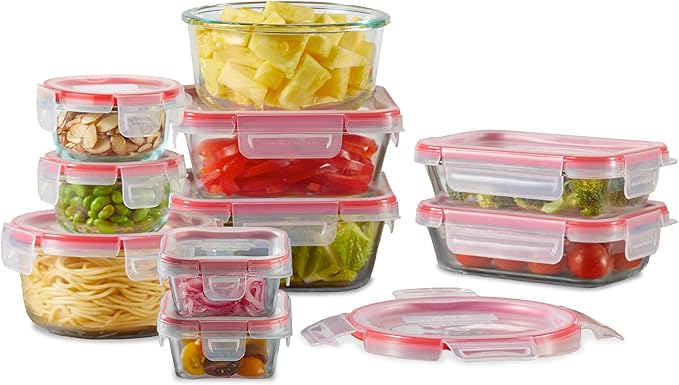 Pyrex Freshlock Mixed Sized Airtight Glass Food Storage Container Set, Non Toxic by Pyrex