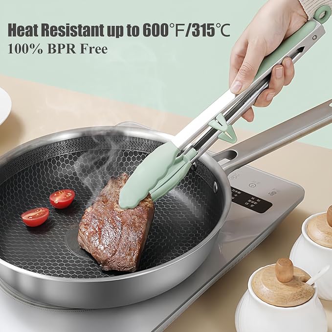 Silicone Kitchen Tongs, Food Grade Small Tongs, Mini Serving Tongs - Image 4