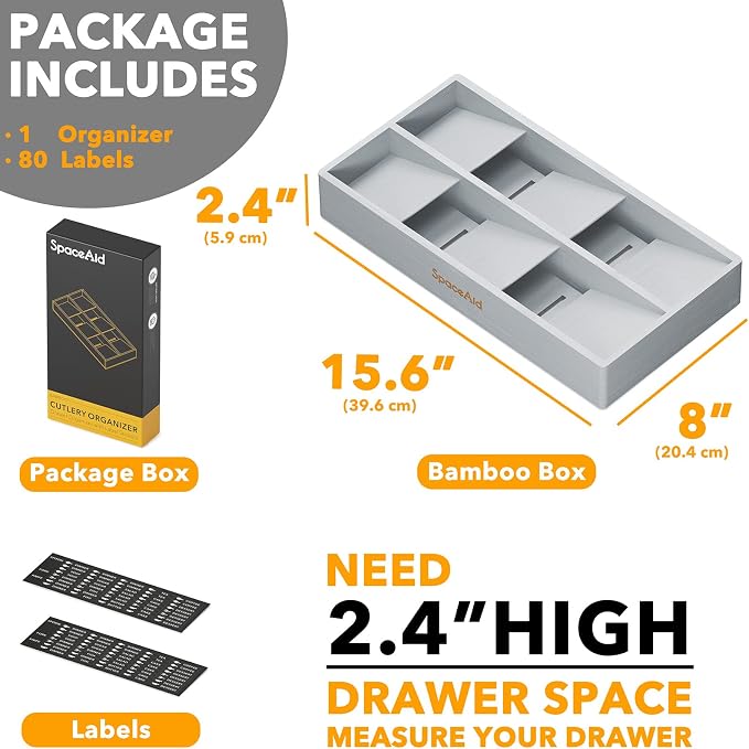 SpaceAid Bamboo Silverware Drawer Organizer - Image 4