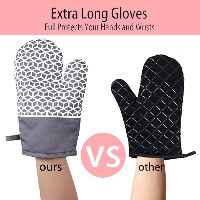 Oven Mitts and Pot Holders Sets 6pcs, Thick Cotton Oven Gloves High Heat - Image 7