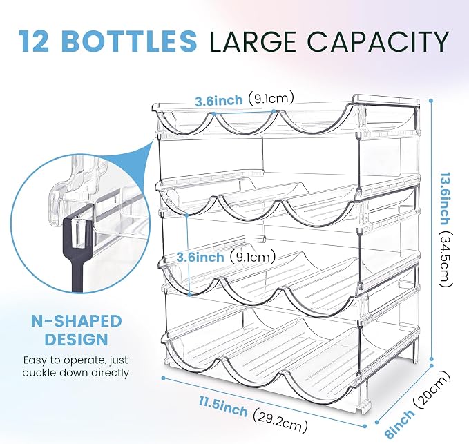 spospo Water Bottle Organizer for Cabinet, 4 Pack Water Bottle Organization and - Image 3