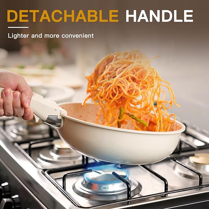 Astercook 23 Pcs Pots and Pans Set Non Stick, Ceramic Cookware Set Detachable - Image 2
