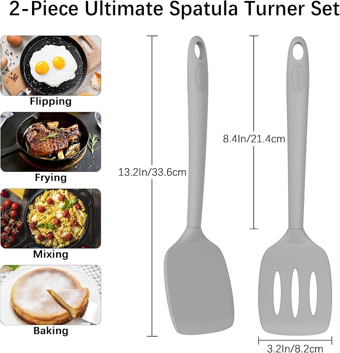 Coukre 2 Pack Silicone Spatula Set, High Heat Resistant, BPA Free Kitchen - Image 2
