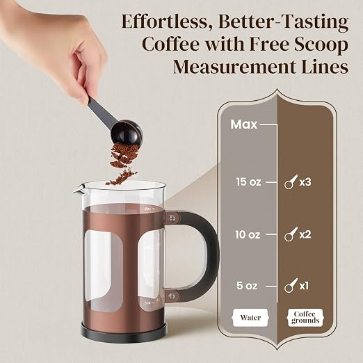 Veken French Press Coffee Maker 21oz 0.6 L, Single Serve Small Pot, Heat - Image 7