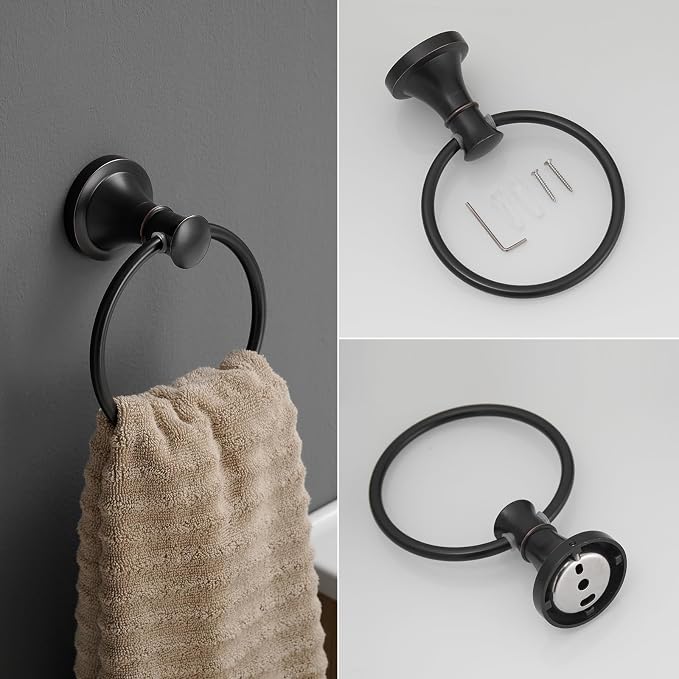RUMOSE Toilet Paper Holder and Hand Towel Ring Oil Rubbed Bronze Wall Mount - Image 7
