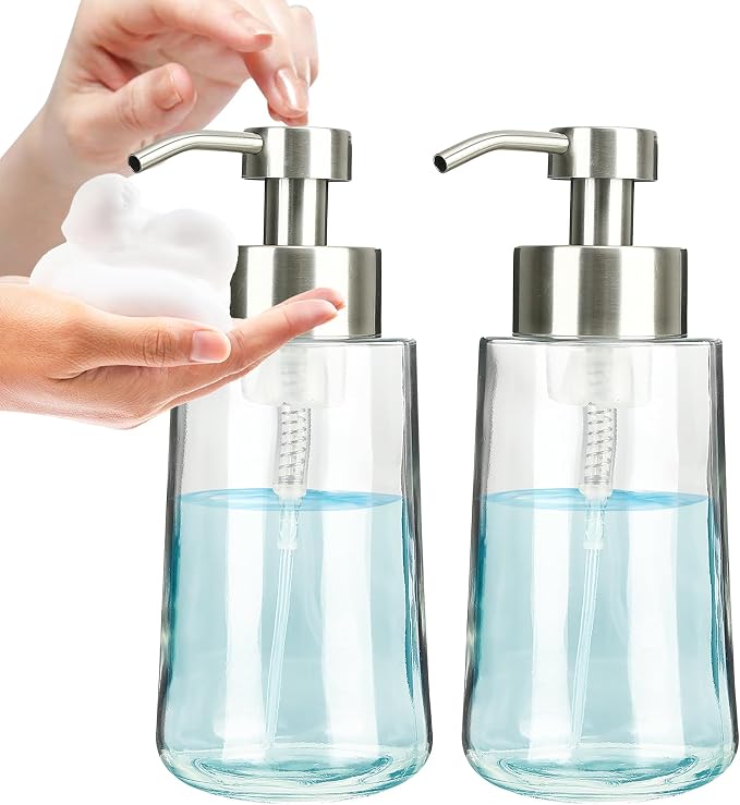Foaming Hand Soap Dispenser Set, 16 oz Large Glass Soap Dispenser, Foam by DOILIESE