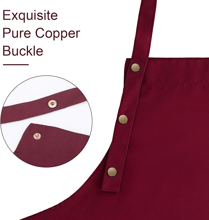 Apron for Men Women with Adjustable Straps and Large Pockets, Canvas Cotton - Image 2