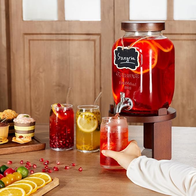 1 Gallon Drink Dispenser for Parties, Glass Beverage Dispenser - Image 6