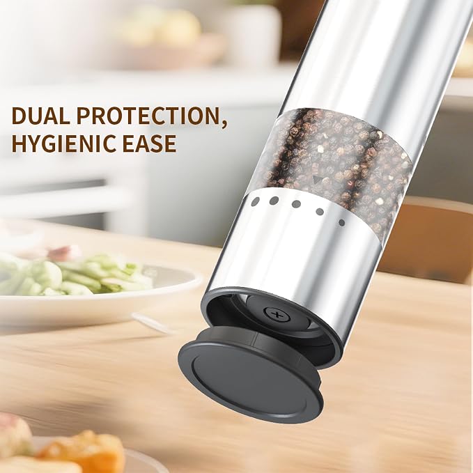 Mini Electric Salt and Pepper Grinder Stainless steel, USB Rechargeable - Image 7
