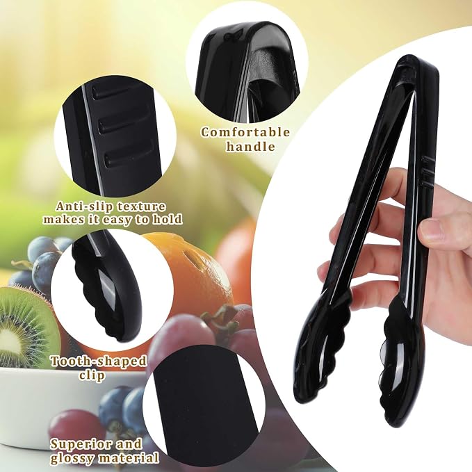 Mwellewm 24 Pc Plastic Tongs for Serving 9 Inch Bulk Reusable or Disposable - Image 8