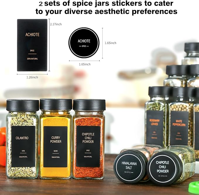 Spice Jars with Label，4oz Glass Spice Bottles With Shaker Lids，Seasoning - Image 5