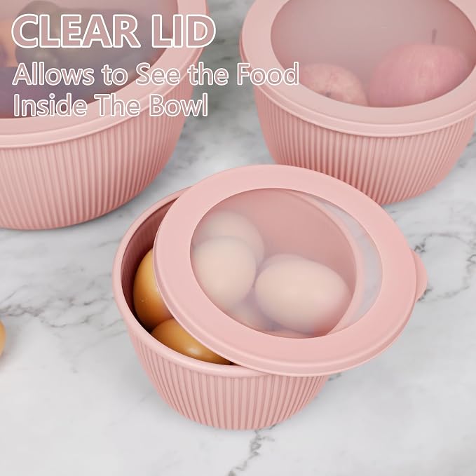 BoxedHome Mixing Bowls with Lids Set, 4 Packs BPA-Free Plastic Prep Bowls - Image 7