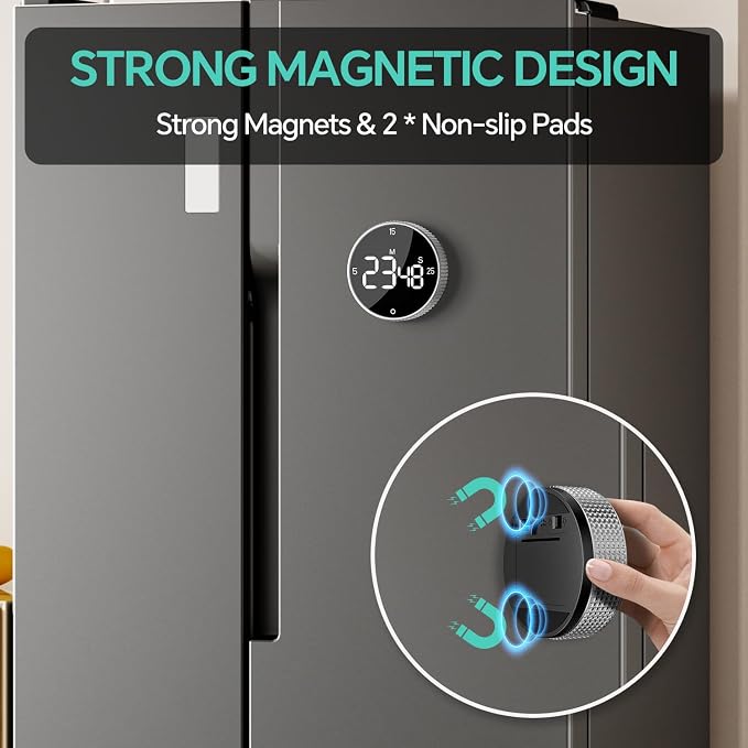 Digital Kitchen Timer with Magnetic, Large LED Display Countdown/Countup Timer - Image 2