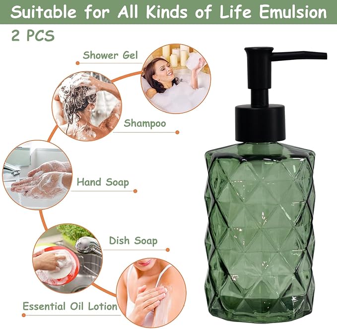 Green Glass Soap Dispenser - Image 4