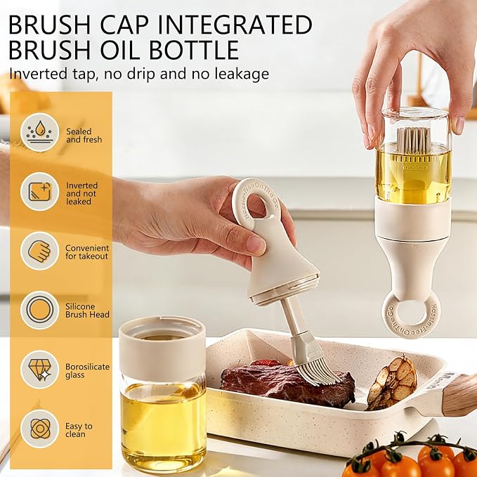 2-in-1 Oil Brush Bottle with Silicone Brush Head, Borosilicate Glass Oil - Image 7