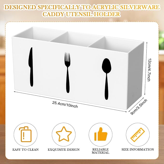 Suzile Acrylic Cutlery Storage Organizer Bin Silverware Caddy Countertop Knife - Image 2
