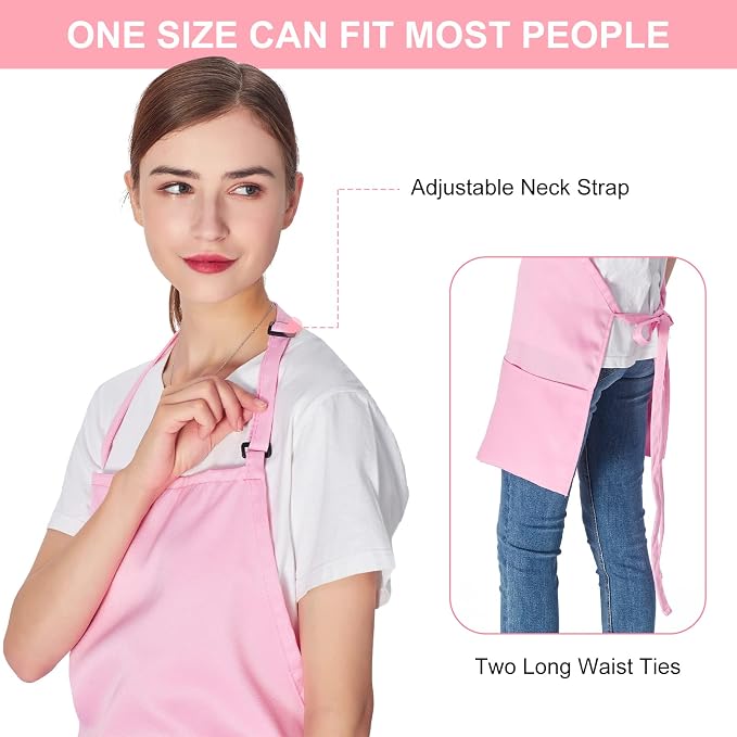 Jubatus 2 Pack 3 Pockets Adjustable Bib Apron Chef Kitchen Cooking Aprons - Image 5