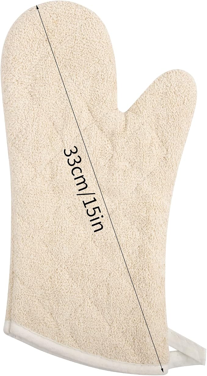 Terry Cloth Oven Mitts Heat Resistant to 482° F 15 Inch 100% Cotton Set of 2 - Image 6