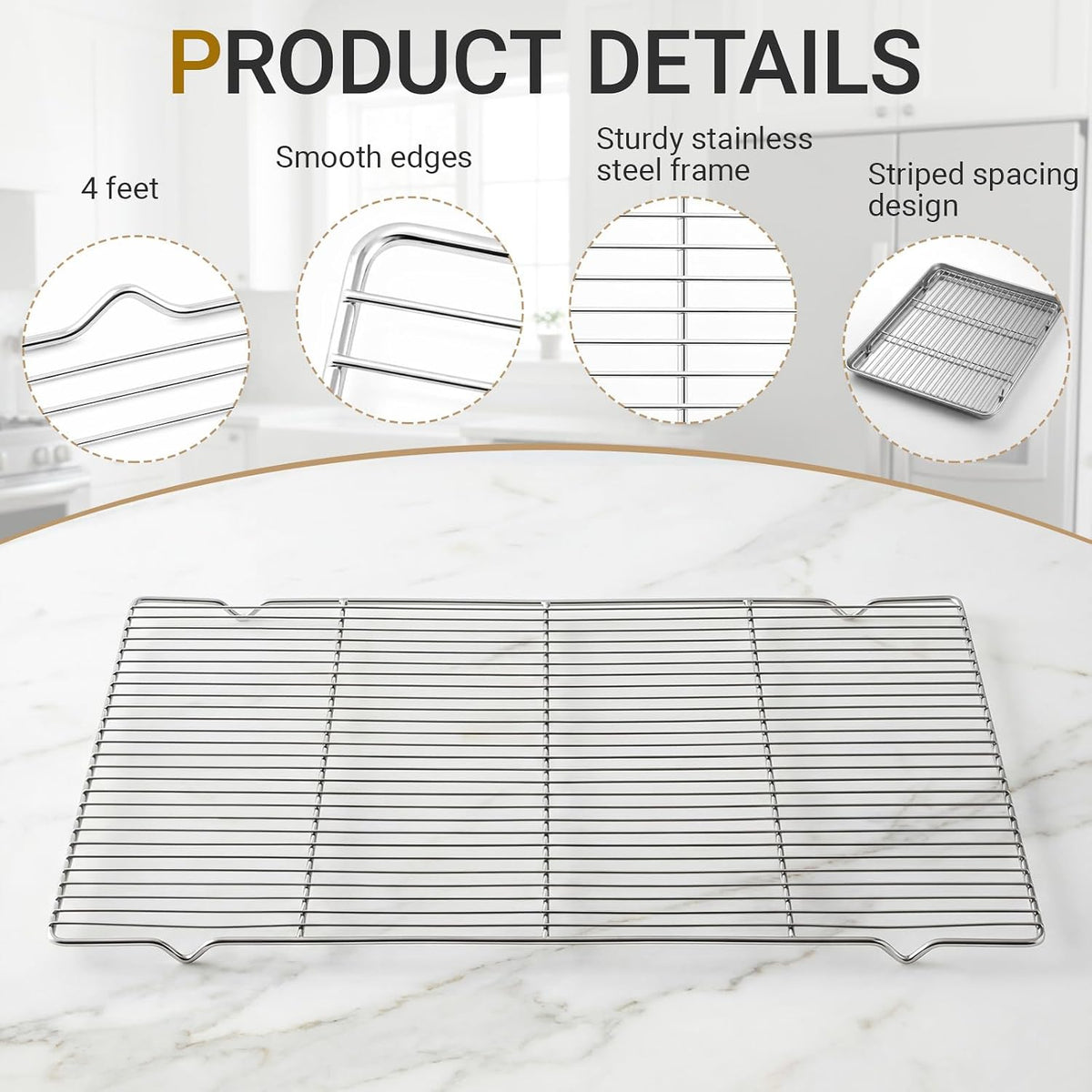 6 Pcs Cooling Racks, 24L X 16W X 1H Stainless Steel Wire Rack