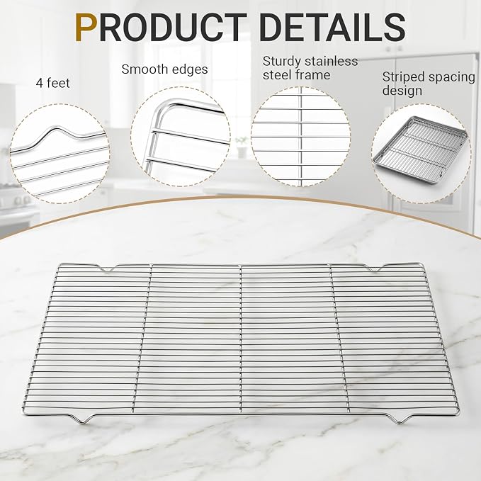 Lounsweer 2 Pcs Cooling Racks, 21L X 13W X 1H Stainless Steel Wire Rack - Image 3