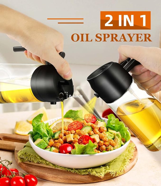Oil Sprayer for Cooking 2 in 1 Olive Dispenser Bottle 16oz/470ml Kitchen - Image 2