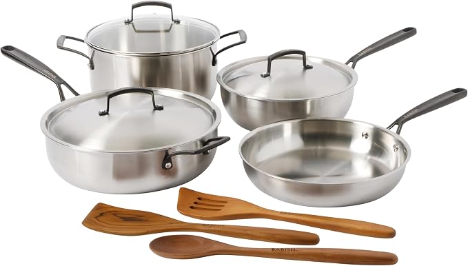 Babish 10-Piece Professional Tri-Ply Non-Toxic Pots and Pans Cookware Set – by Babish