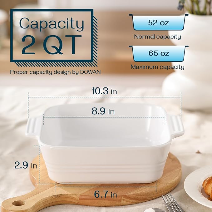 DOWAN 8x8 Baking dish, Square Baking Pan, Ceramic Casserole Dishes - Image 2