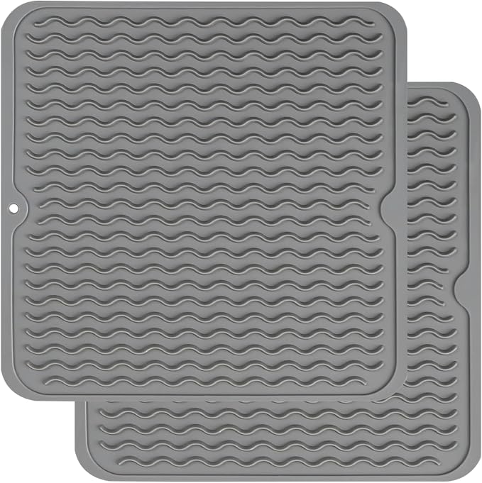 ZLR 2 Pcs Silicone Dish Drying Mat 12" x 12" Square by ZLR