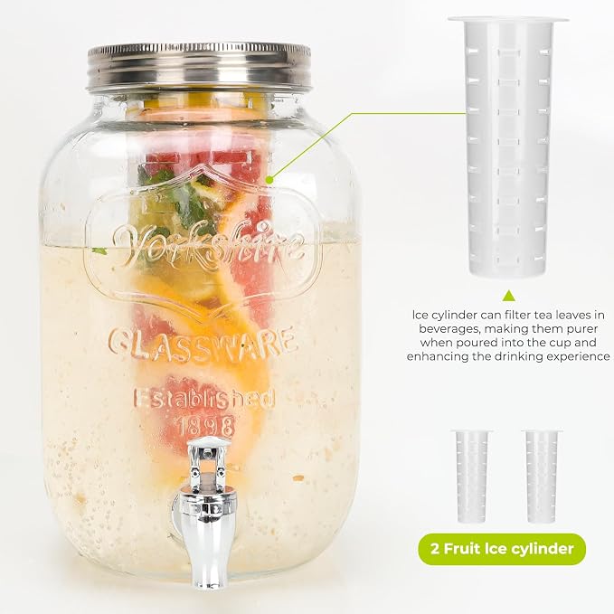 DHSBTLS 1 Gallon Glass Drink Dispensers, 2 Pack Clear Beverage Dispenser - Image 6