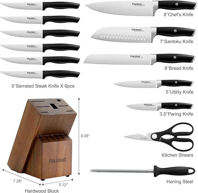 Fikshot Knife Set – German Stainless Steel, Ultra-Sharp, 14-Piece - Image 7