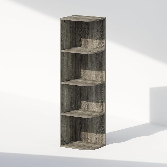 Furinno Reed Corner Shelf, 4-Tier Corner Bookshelf, Book Shelf, Corner Shelves - Image 5