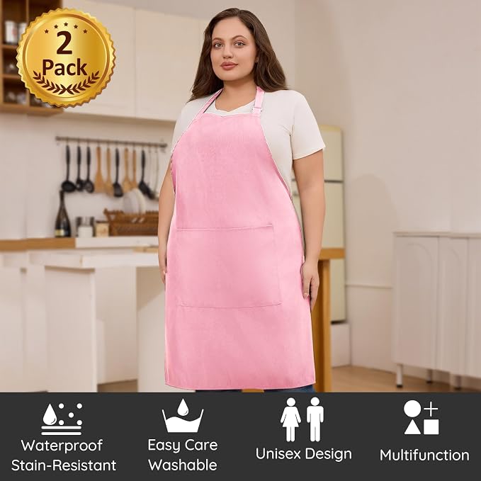 2 Pcs Plus Size Chef Apron, Unisex Professional Apron - Image 2