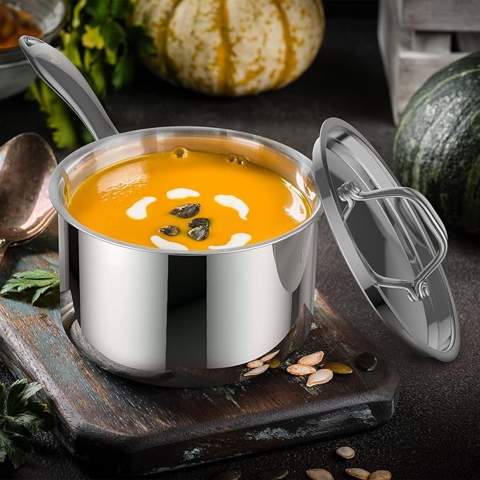 Ciwete 2 Quart Sauce Pan with Lid, Tri Ply Stainless Steel Saucepan 2 Qt with - Image 7