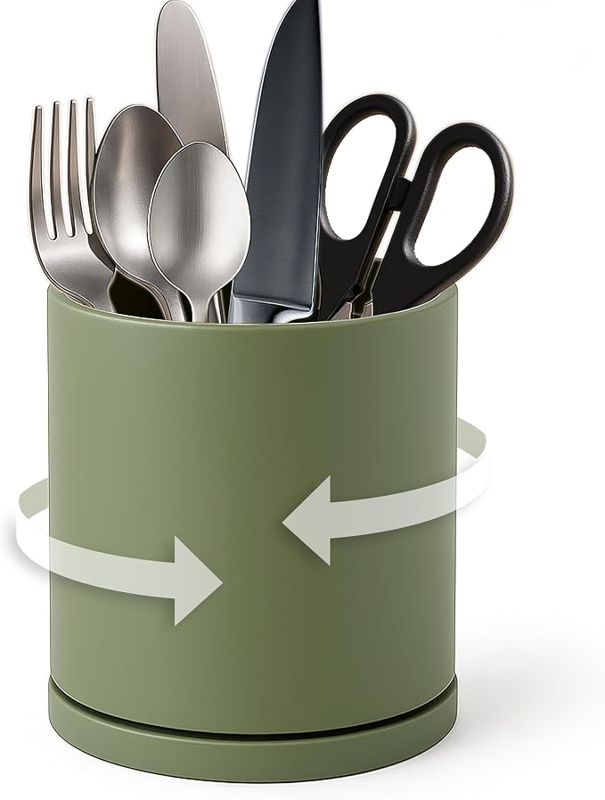 D'vine Dev 360° Rotating Utensil Holder – 5" Kitchen Utensil Crock by DvineDevPlanterPotsandStand