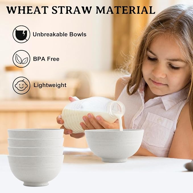 Wheat Straw Bowls Unbreakable Small Bowls Set of 8, Plastic Mini Bowl -10 OZ - Image 6