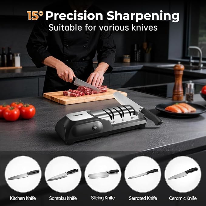 Kitchen Professional Electric Knife Sharpener: 3-Stage 100% Diamond Abrasives - Image 6