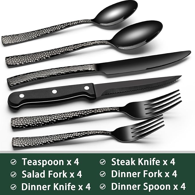 EWFEN 24-Piece Black Silverware Set - Image 2