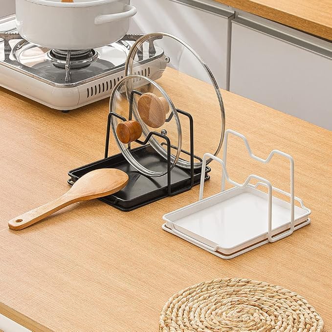 Poeland Pot Lid Holder, 2 Layers Pot Lids Organizer Multifunctional Lid and - Image 6