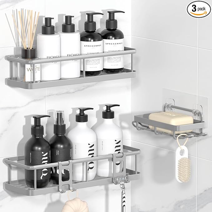 YASONIC Shower Caddy Adhesive, No Drill Bathroom Shower Organizers, by YASONIC