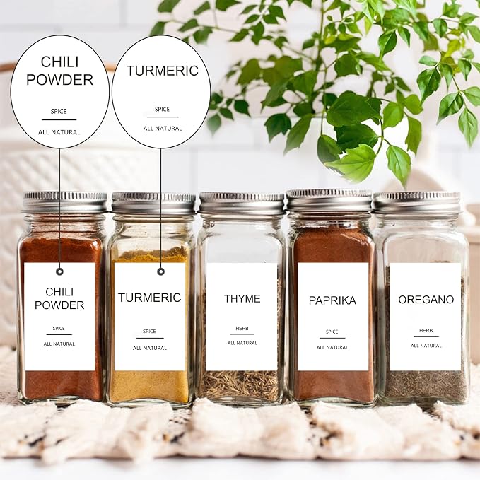 GPOVVIMX 191 Spice Jar Labels Preprinted Minimalist Stickers - Image 2