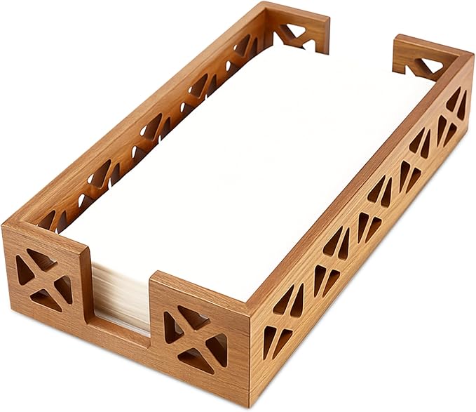 Acacia Wood Paper Towel Holder for Bathroom Counter Decor Trays Table Napkin by Renawe
