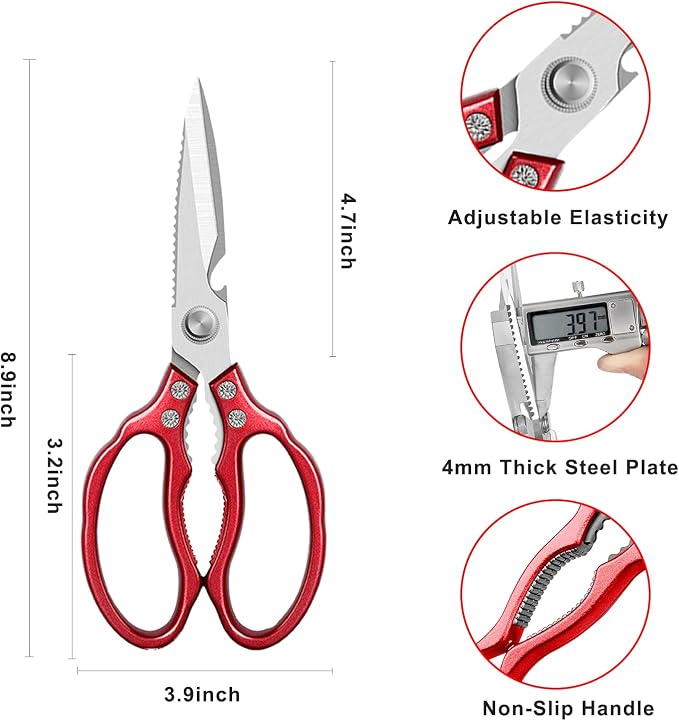 AWinjoy Heavy Duty Sharp Kitchen Scissors, Dishwasher Safe, Cooking Shears - Image 5