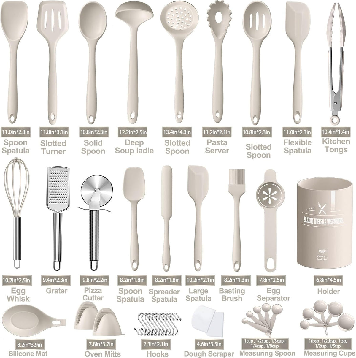 Silicone Kitchen cooking Utensils Set, AIKKIL 43 Pcs Heat Resistant