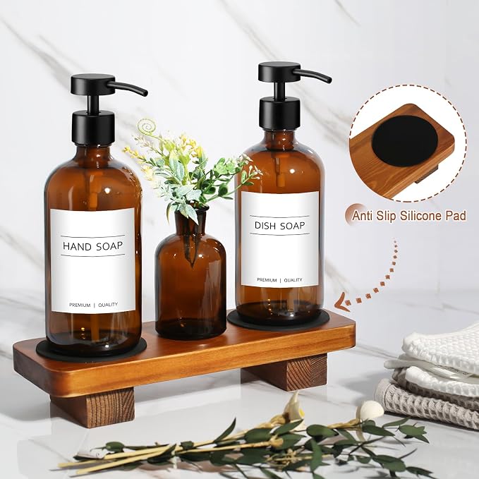 KASUNTING Amber Glass Soap Dispenser - Image 4