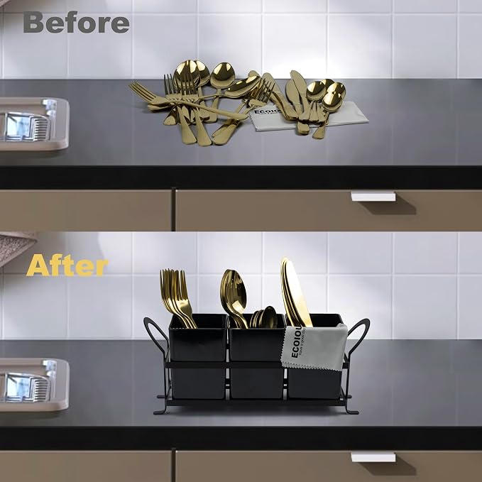 ECOIOU Cutlery Holder with Drain Holes, Dishwasher Safe Silverware Caddy - Image 7