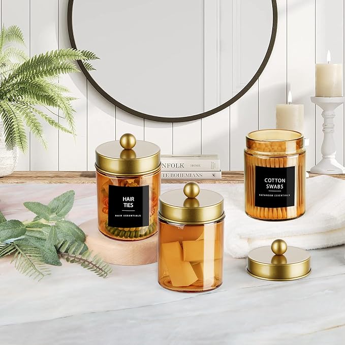 3 Pack Apothecary Jar Canisters Bathroom Vanity Organizer - Image 6