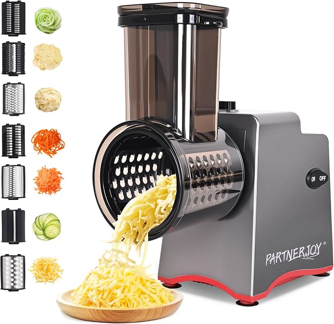 Electric Cheese Grater, 250W Electric Professional Salad Maker & Vegetable by PARTNERJOY
