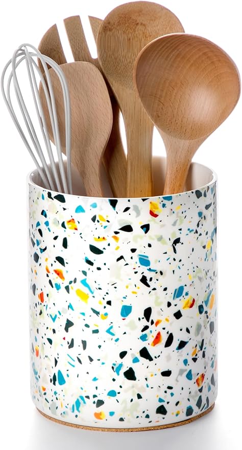 Nucookery Utensil Holder, 6.4" Ceramic Kitchen Utensil Holder by Nucookery