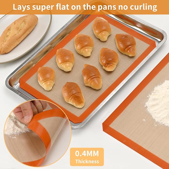 Luckyiren Silicone Baking Mat Set, Non-Stick Reusable Food-Grade Oven Liners - Image 4