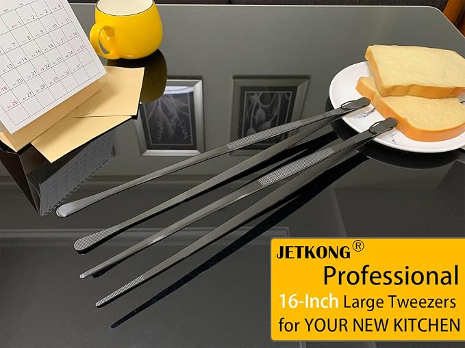 JETKONG 2 Pcs 16-Inch Heavy Duty Plating Tongs, Extra-Long Kitchen Fine Tongs - Image 4